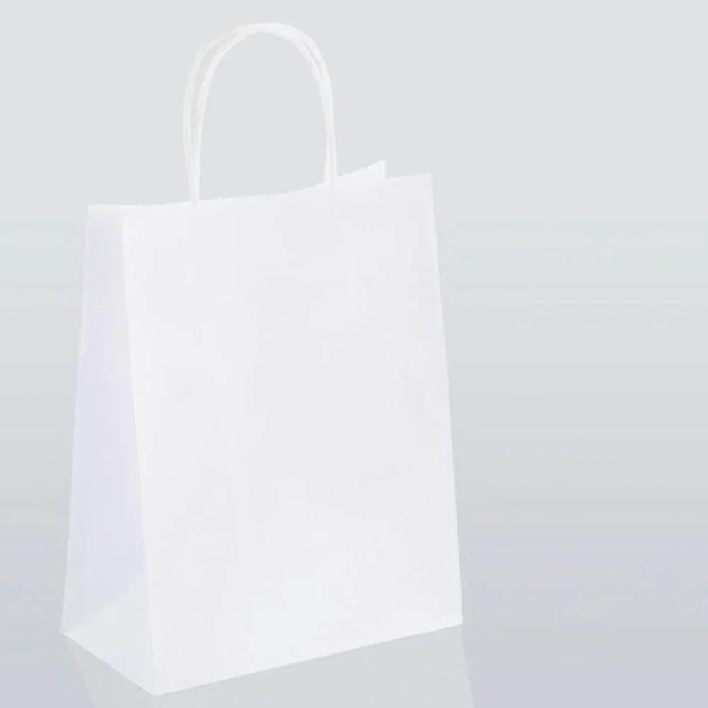 SET OF 10 Elegant White Gift Bags - 8”x5”x11”